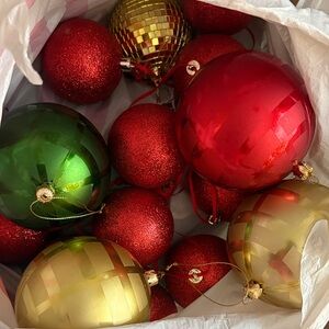Festive Holiday Ornament Set - Red, Green, and Gold